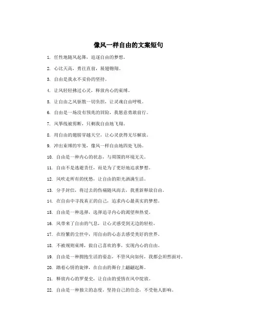 像风一样自由的文案短句