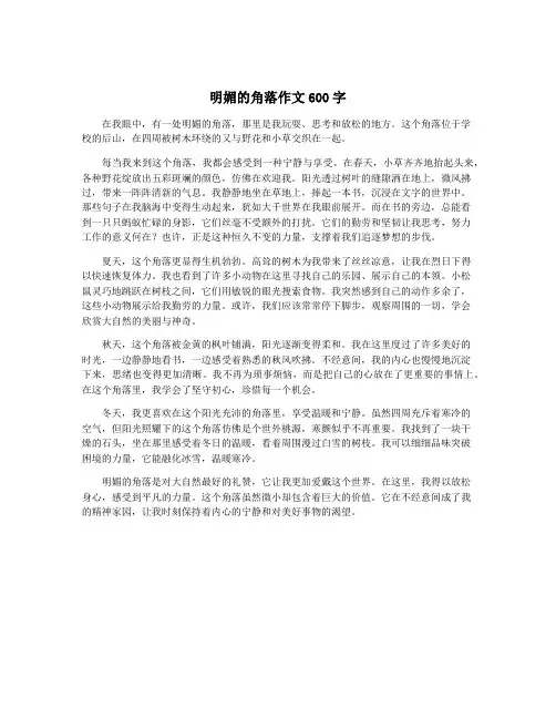 明媚的角落作文600字 3