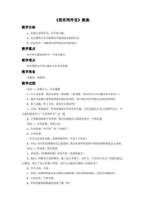 《我有两件宝》教案2