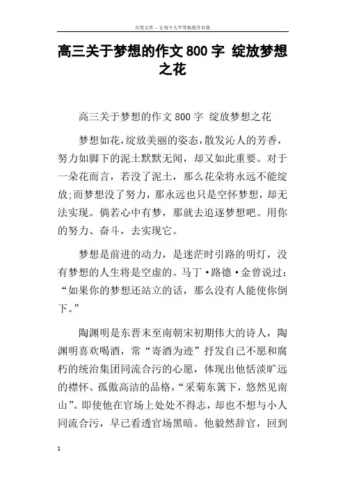 高三关于梦想的作文800字绽放梦想之花