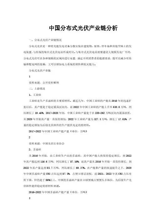 中国分布式光伏产业链分析