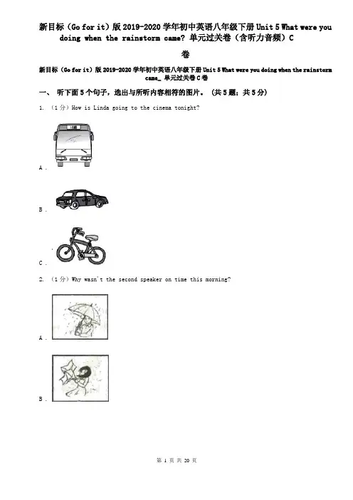 新目标(Go for it)版2019-2020学年初中英语八年级下册Unit 5 What were you doing when the rainstorm ca