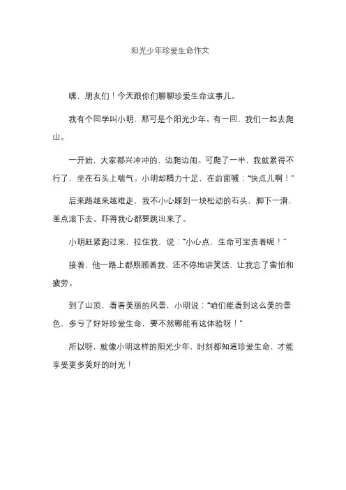 阳光少年珍爱生命作文
