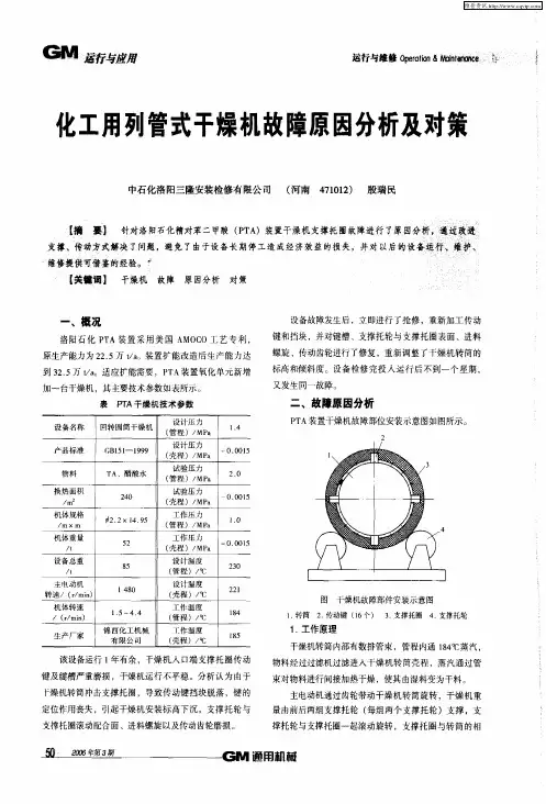 化工用列管式干燥机故障原因分析及对策