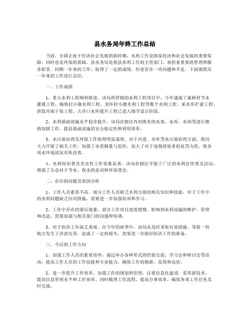 县水务局年终工作总结