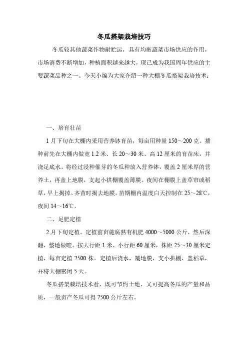 冬瓜搭架栽培技巧.doc