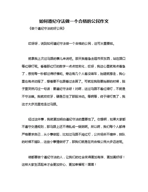 如何遵纪守法做一个合格的公民作文