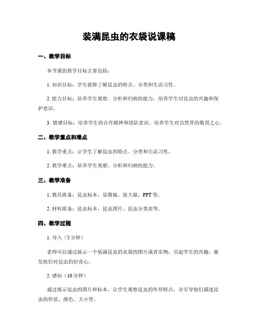 装满昆虫的衣袋说课稿