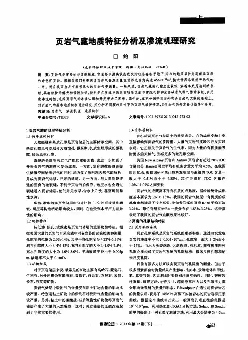 页岩气藏地质特征分析及渗流机理研究