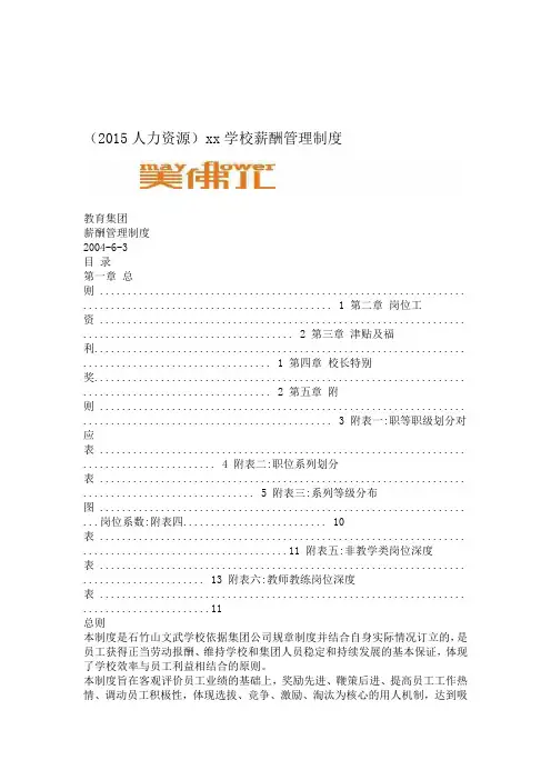 人力资源xx学校薪酬管理制度