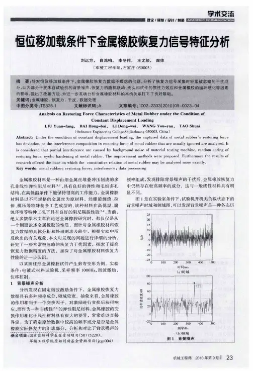 恒位移加载条件下金属橡胶恢复力信号特征分析