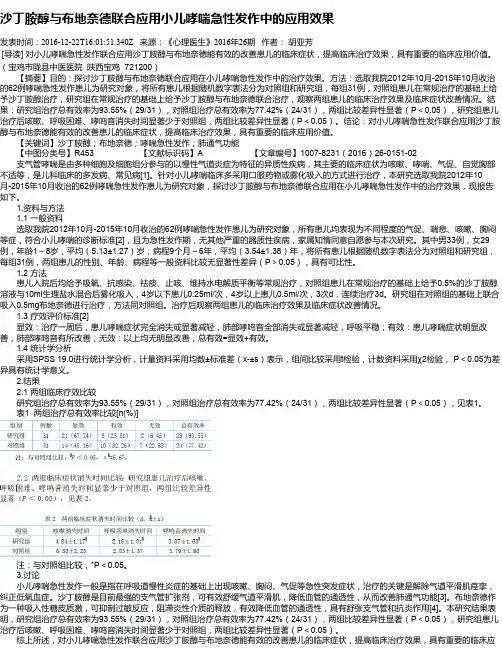 沙丁胺醇与布地奈德联合应用小儿哮喘急性发作中的应用效果