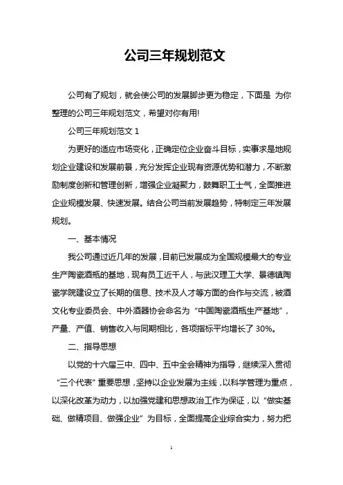 公司三年规划范文