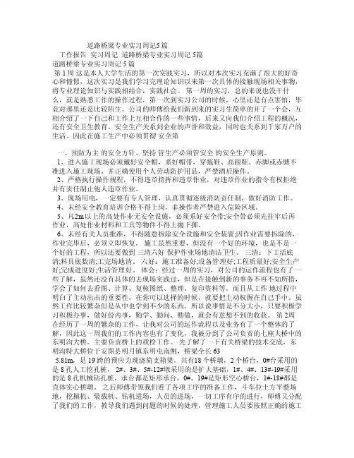 道路桥梁专业实习周记5篇