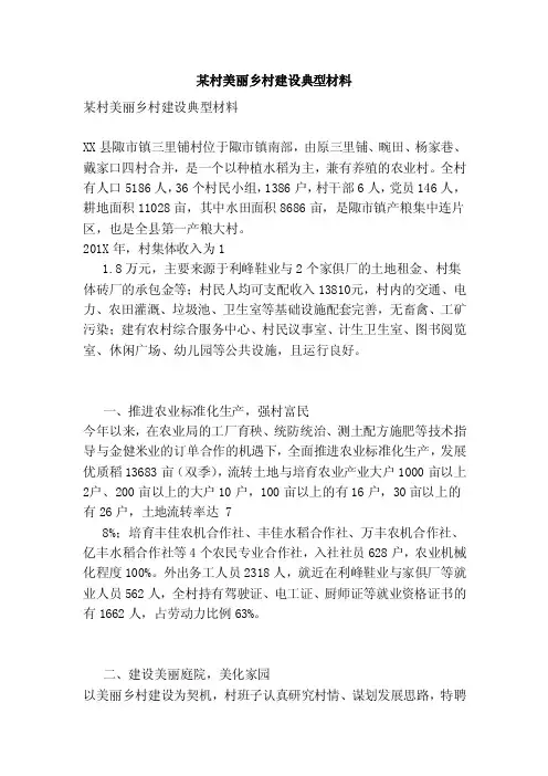 某村美丽乡村建设典型材料