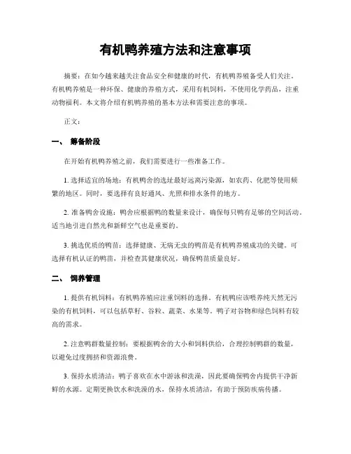 有机鸭养殖方法和注意事项