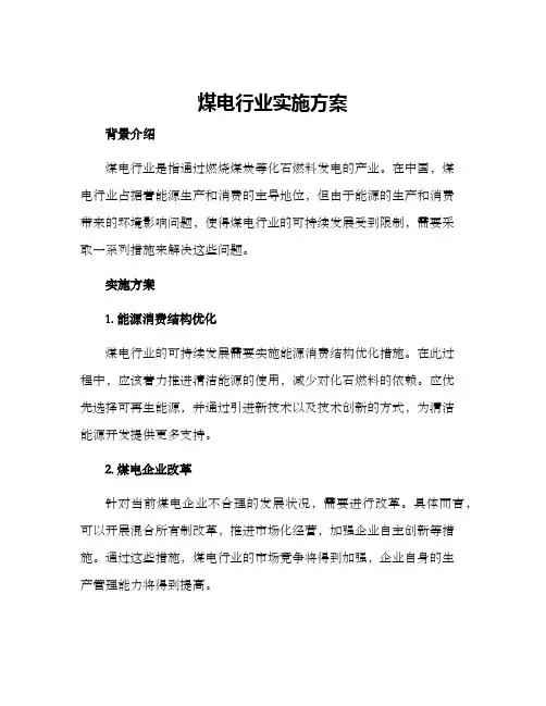 煤电行业实施方案