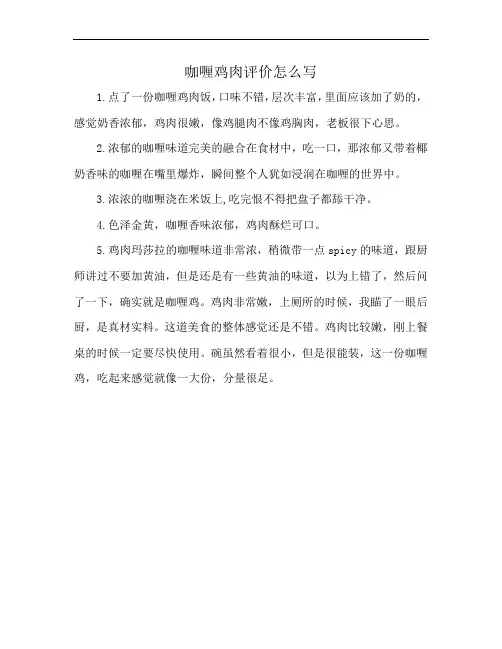 咖喱鸡肉评价怎么写