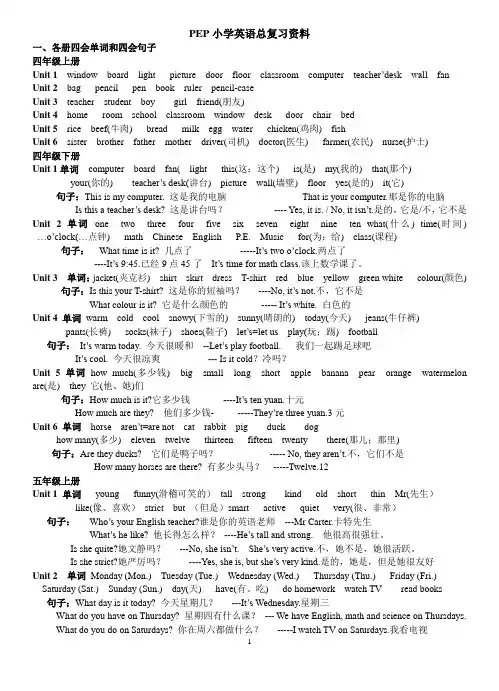 PEP小学英语总复习资料(打印)