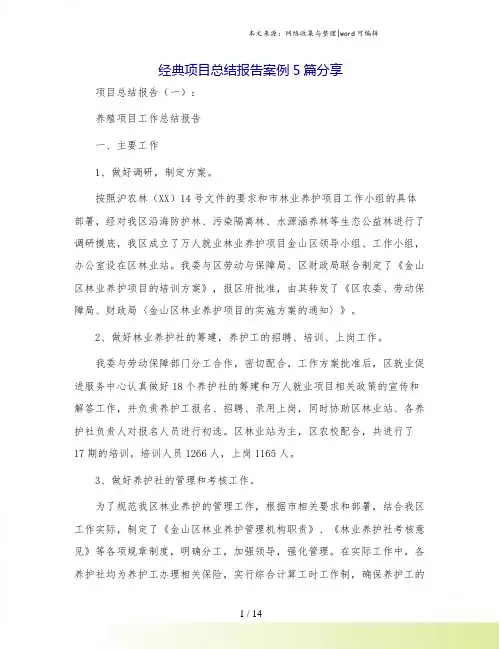 经典项目总结报告案例5篇分享.doc