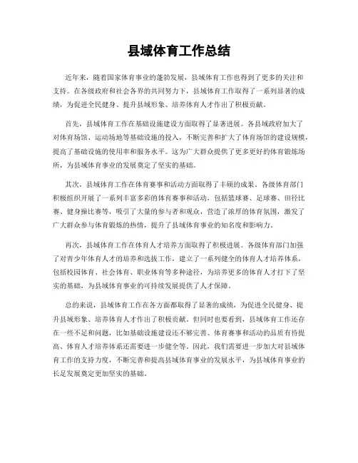 县域体育工作总结