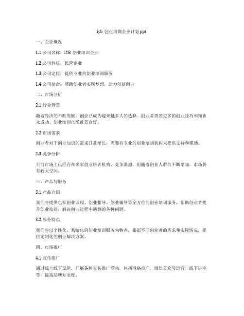 iyb创业培训企业计划ppt