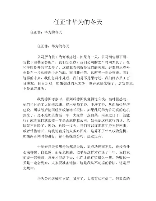 任正非华为的冬天