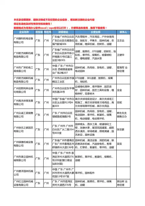 2020新版广东省广州草坪机械工商企业公司名录名单黄页大全43家
