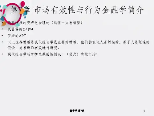 投资学第7章 市场有效性与行为金融学