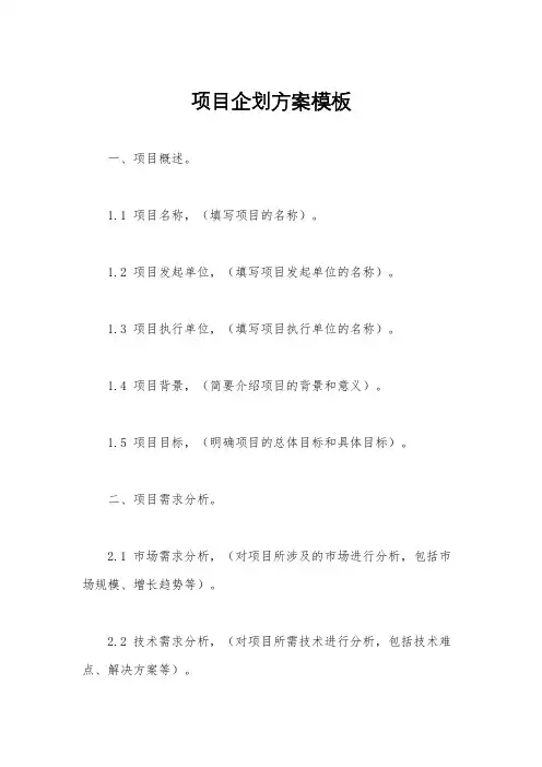 项目企划方案模板