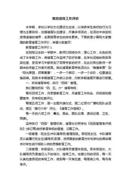 教育德育工作评价