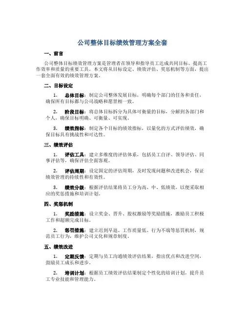 公司整体目标绩效管理方案全套