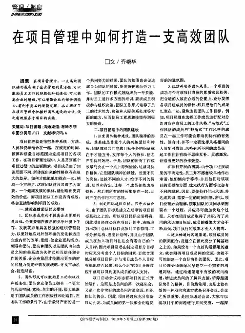 在项目管理中如何打造一支高效团队