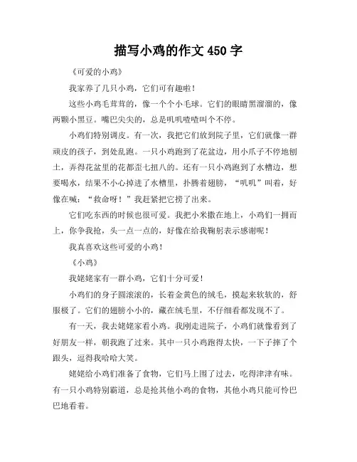 描写小鸡的作文450字