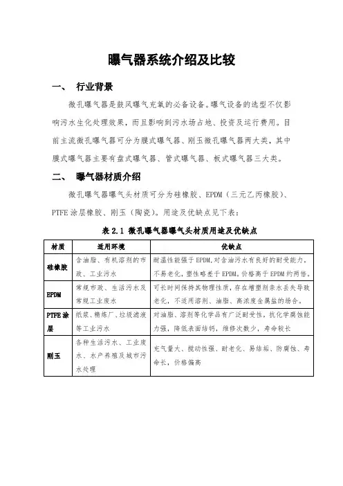 曝气系统方案介绍及比较