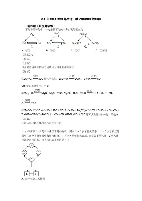 洛阳市2020-2021年中考三模化学试题(含答案)