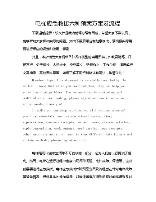 电梯应急救援六种预案方案及流程