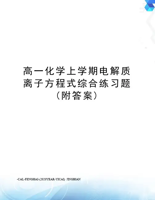 高一化学上学期电解质离子方程式综合练习题(附答案)