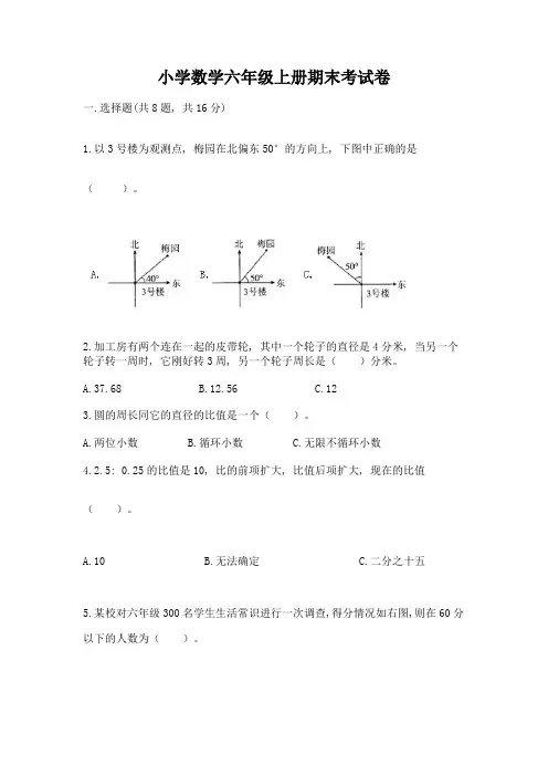 小学数学六年级上册期末考试卷含完整答案(全国通用)