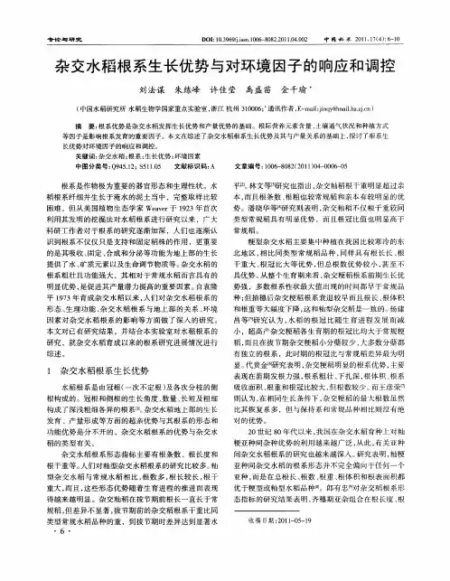 杂交水稻根系生长优势与对环境因子的响应和调控
