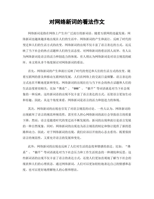 对网络新词的看法作文