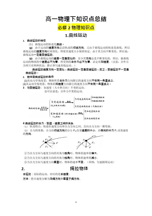 (word完整版)高一下物理知识点总结,推荐文档