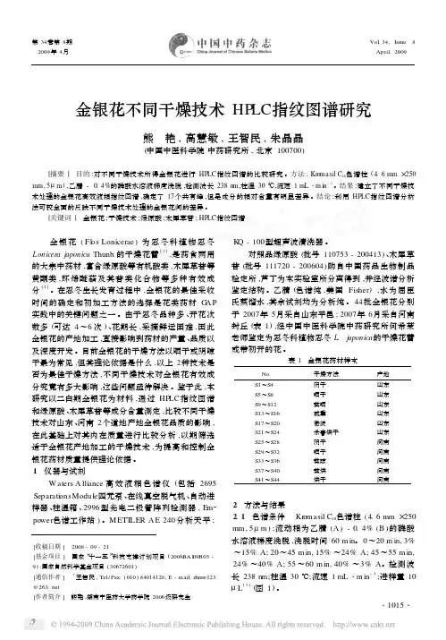 金银花不同干燥技术HPLC指纹图谱研究