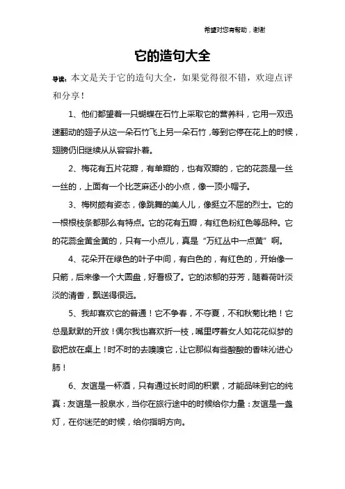 它的造句大全 2