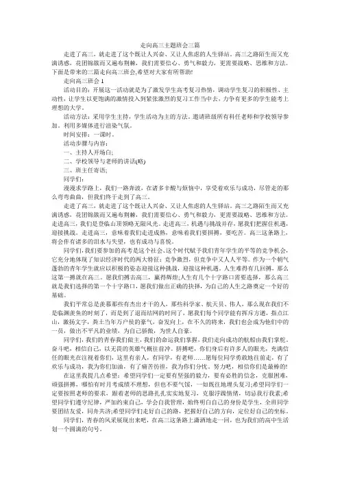 走向高三主题班会三篇