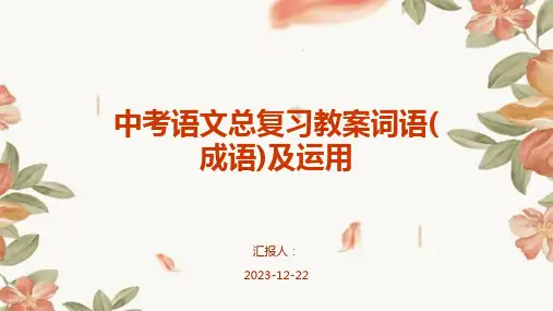 中考语文总复习教案词语(成语)及运用