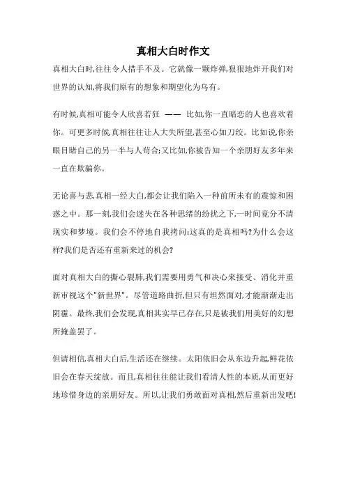 真相大白时作文