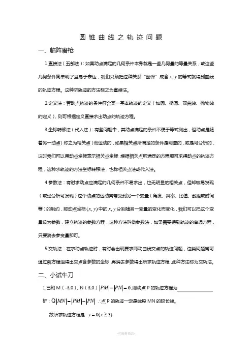 圆锥曲线之轨迹问题(有答案)