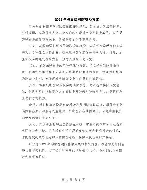 2024年彩板房消防整治方案