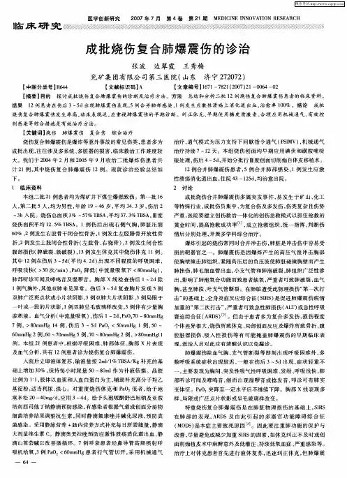 成批烧伤复合肺爆震伤的诊治